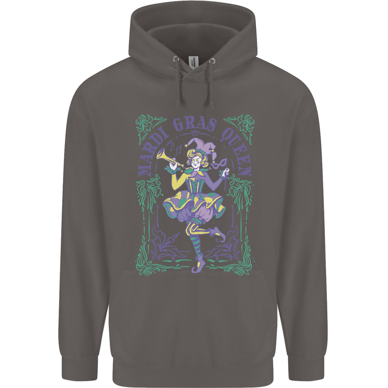 The Mardi Gras Queen Mens 80% Cotton Hoodie Charcoal