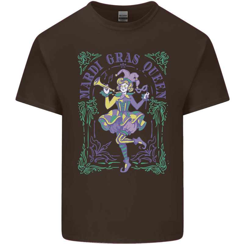 The Mardi Gras Queen Mens Cotton T-Shirt Tee Top Dark Chocolate