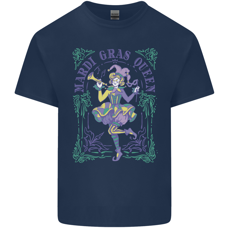 The Mardi Gras Queen Mens Cotton T-Shirt Tee Top Navy Blue