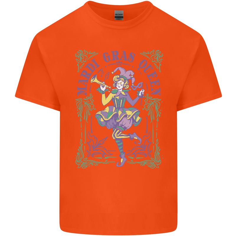 The Mardi Gras Queen Mens Cotton T-Shirt Tee Top Orange