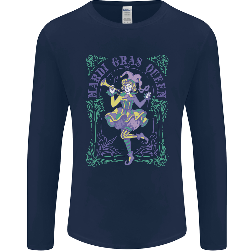The Mardi Gras Queen Mens Long Sleeve T-Shirt Navy Blue
