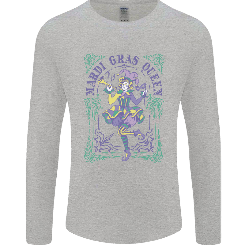 The Mardi Gras Queen Mens Long Sleeve T-Shirt Sports Grey