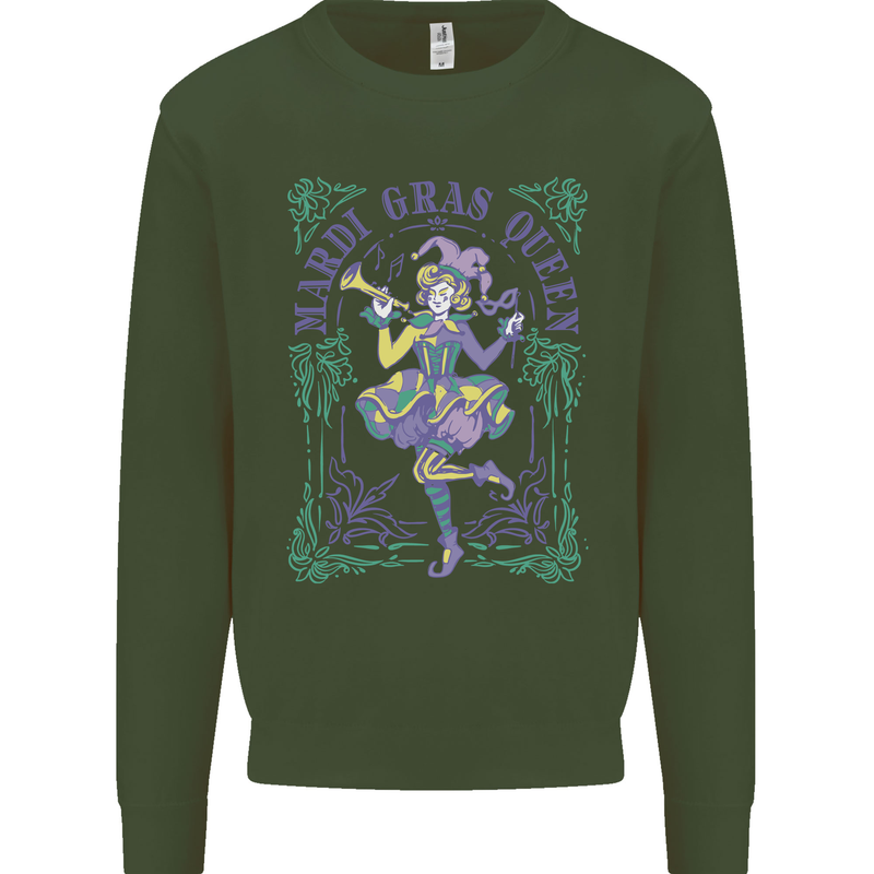 The Mardi Gras Queen Mens Sweatshirt Jumper Forest Green