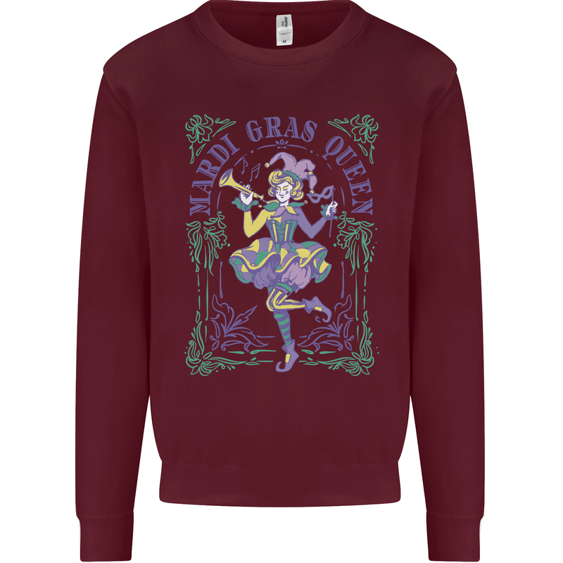 The Mardi Gras Queen Mens Sweatshirt Jumper Maroon
