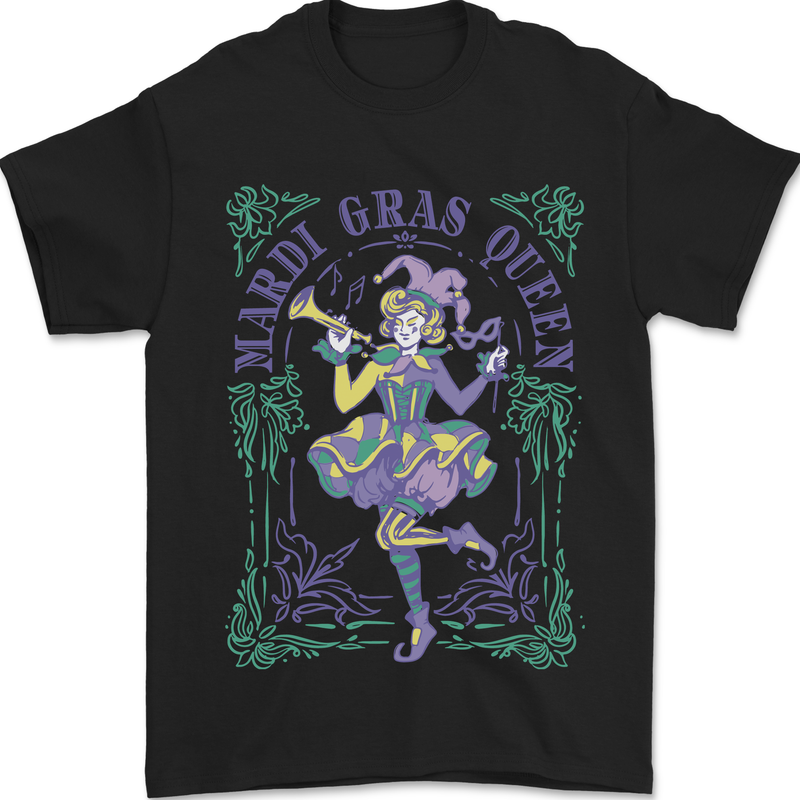 The Mardi Gras Queen Mens T-Shirt 100% Cotton Black