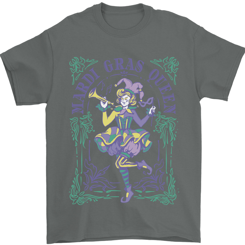 The Mardi Gras Queen Mens T-Shirt 100% Cotton Charcoal