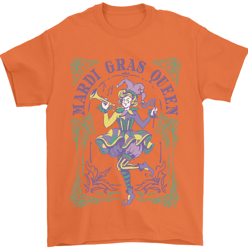 The Mardi Gras Queen Mens T-Shirt 100% Cotton Orange