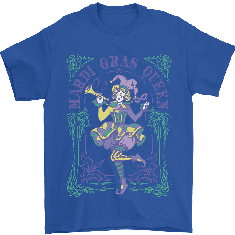 The Mardi Gras Queen Mens T-Shirt 100% Cotton Royal Blue