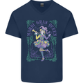 The Mardi Gras Queen Mens V-Neck Cotton T-Shirt Navy Blue