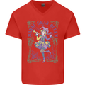 The Mardi Gras Queen Mens V-Neck Cotton T-Shirt Red