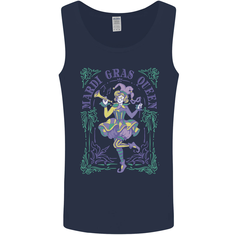 The Mardi Gras Queen Mens Vest Tank Top Navy Blue