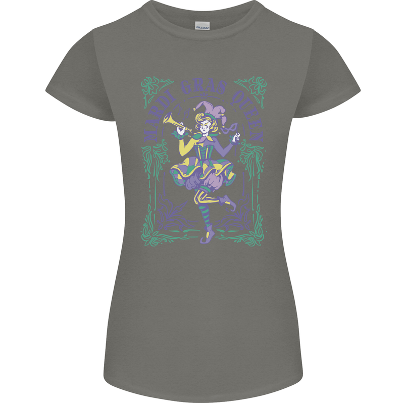 The Mardi Gras Queen Womens Petite Cut T-Shirt Charcoal