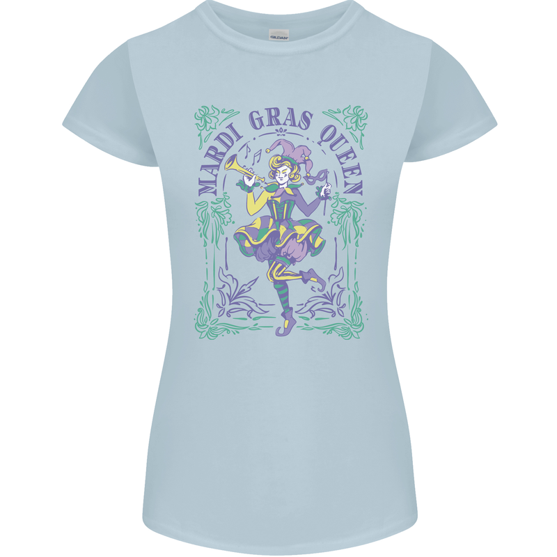 The Mardi Gras Queen Womens Petite Cut T-Shirt Light Blue