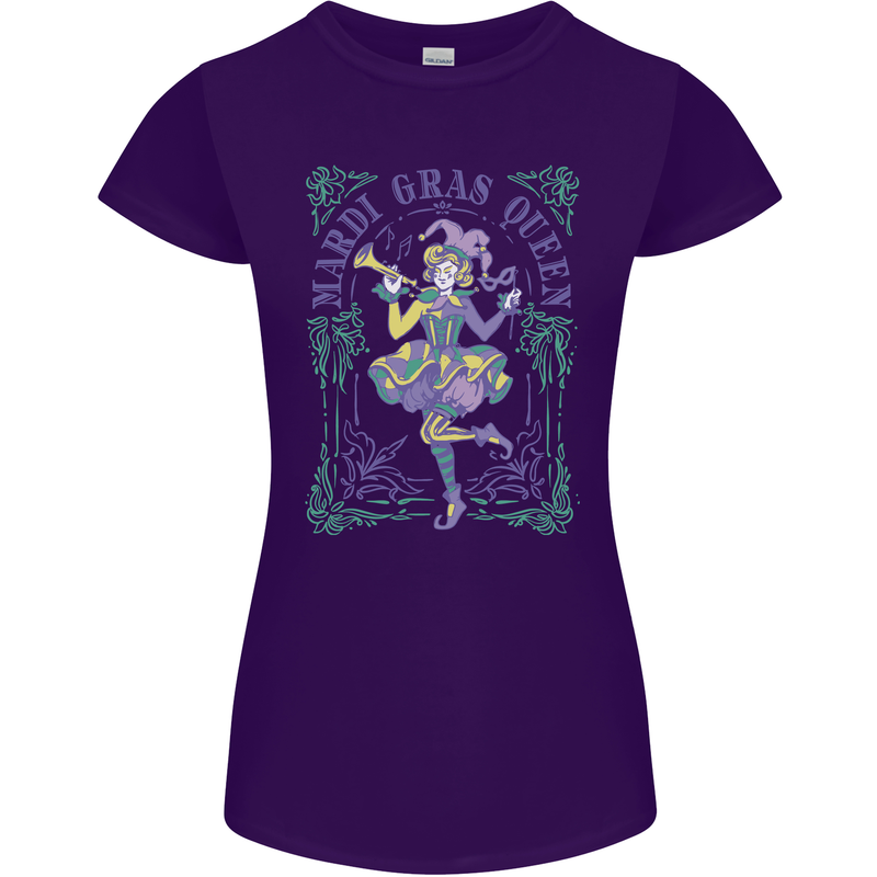 The Mardi Gras Queen Womens Petite Cut T-Shirt Purple