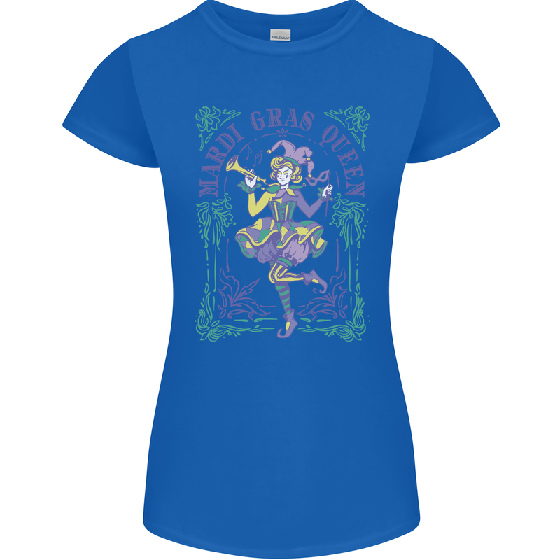 The Mardi Gras Queen Womens Petite Cut T-Shirt Royal Blue