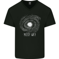 The Milky Way Astronomy Solar System Planet Mens V-Neck Cotton T-Shirt Black