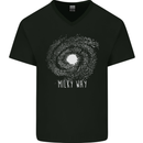 The Milky Way Astronomy Solar System Planet Mens V-Neck Cotton T-Shirt Black
