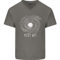 The Milky Way Astronomy Solar System Planet Mens V-Neck Cotton T-Shirt Charcoal