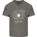 The Milky Way Astronomy Solar System Planet Mens V-Neck Cotton T-Shirt Charcoal