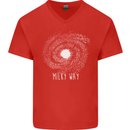 The Milky Way Astronomy Solar System Planet Mens V-Neck Cotton T-Shirt Red