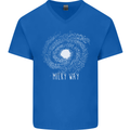 The Milky Way Astronomy Solar System Planet Mens V-Neck Cotton T-Shirt Royal Blue