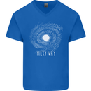 The Milky Way Astronomy Solar System Planet Mens V-Neck Cotton T-Shirt Royal Blue