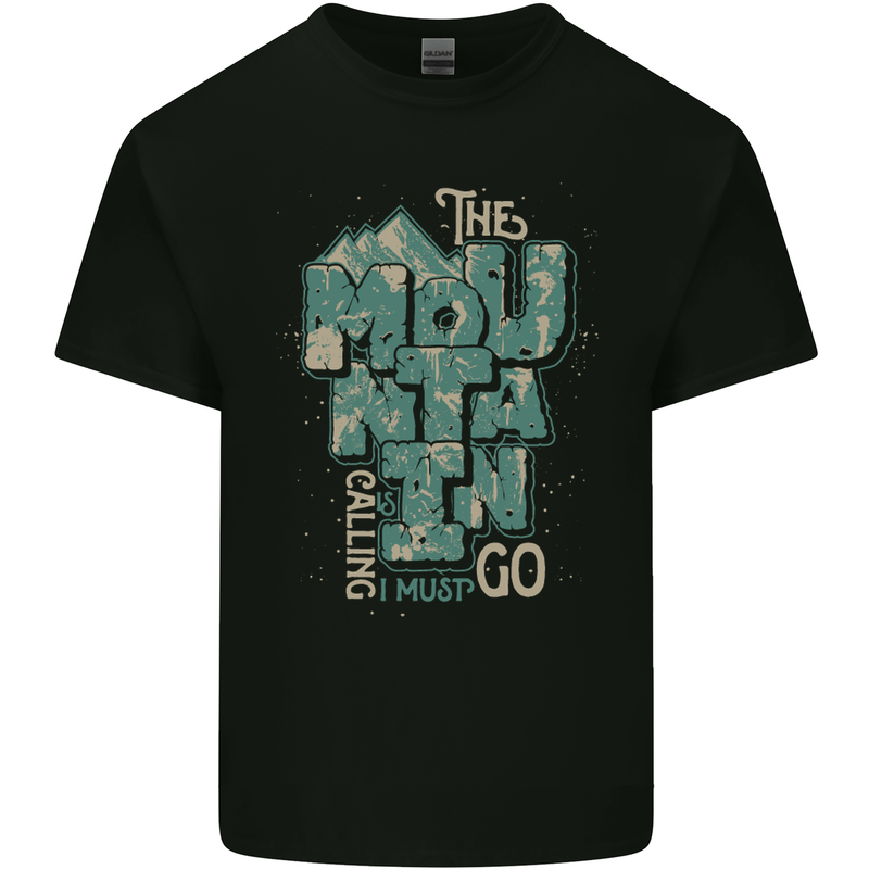 The Mountain Is Calling Hiking Trekking Kids T-Shirt Childrens Black