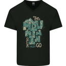 The Mountain Is Calling Hiking Trekking Mens V-Neck Cotton T-Shirt Black