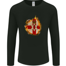 The N.Ireland Flag Fire Effect Mens Long Sleeve T-Shirt Black