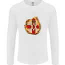 The N.Ireland Flag Fire Effect Mens Long Sleeve T-Shirt White