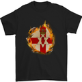 The N.Ireland Flag Fire Effect Mens T-Shirt Cotton Gildan Black