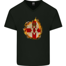 The N.Ireland Flag Fire Effect Mens V-Neck Cotton T-Shirt Black