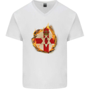 The N.Ireland Flag Fire Effect Mens V-Neck Cotton T-Shirt White