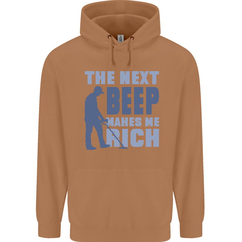The Next Beep Funny Metal Detecting Mens 80% Cotton Hoodie Caramel Latte
