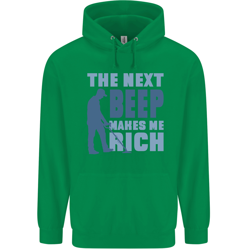 The Next Beep Funny Metal Detecting Mens 80% Cotton Hoodie Irish Green