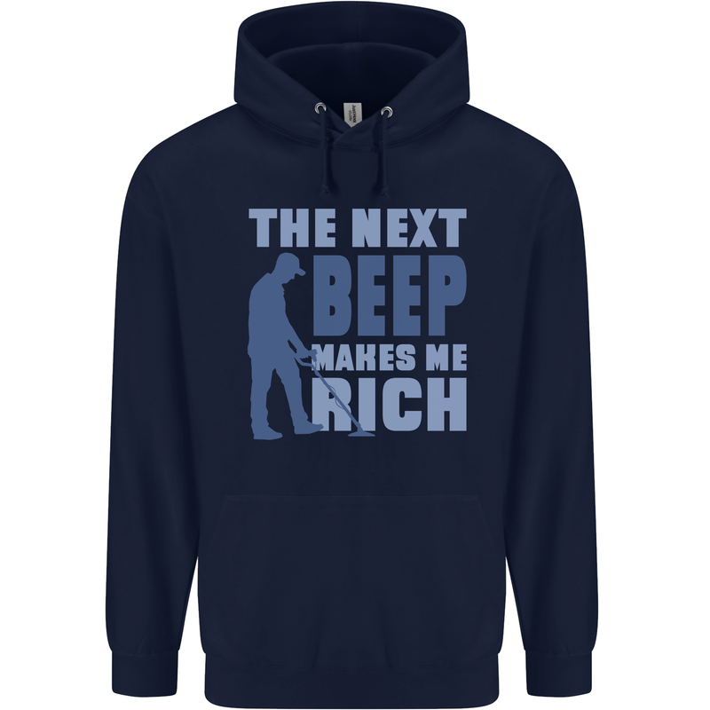 The Next Beep Funny Metal Detecting Mens 80% Cotton Hoodie Navy Blue