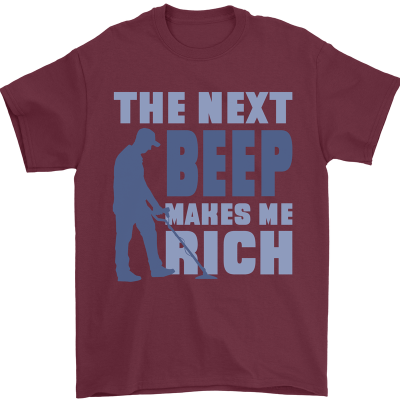 The Next Beep Funny Metal Detecting Mens T-Shirt 100% Cotton Maroon