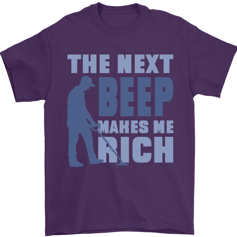 The Next Beep Funny Metal Detecting Mens T-Shirt 100% Cotton Purple