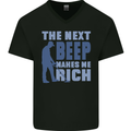 The Next Beep Funny Metal Detecting Mens V-Neck Cotton T-Shirt Black