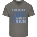 The Next Beep Funny Metal Detecting Mens V-Neck Cotton T-Shirt Charcoal