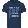The Next Beep Funny Metal Detecting Mens V-Neck Cotton T-Shirt Navy Blue