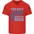 The Next Beep Funny Metal Detecting Mens V-Neck Cotton T-Shirt Red