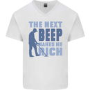The Next Beep Funny Metal Detecting Mens V-Neck Cotton T-Shirt White