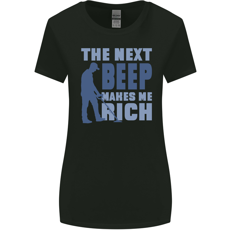 The Next Beep Funny Metal Detecting Womens Wider Cut T-Shirt Black