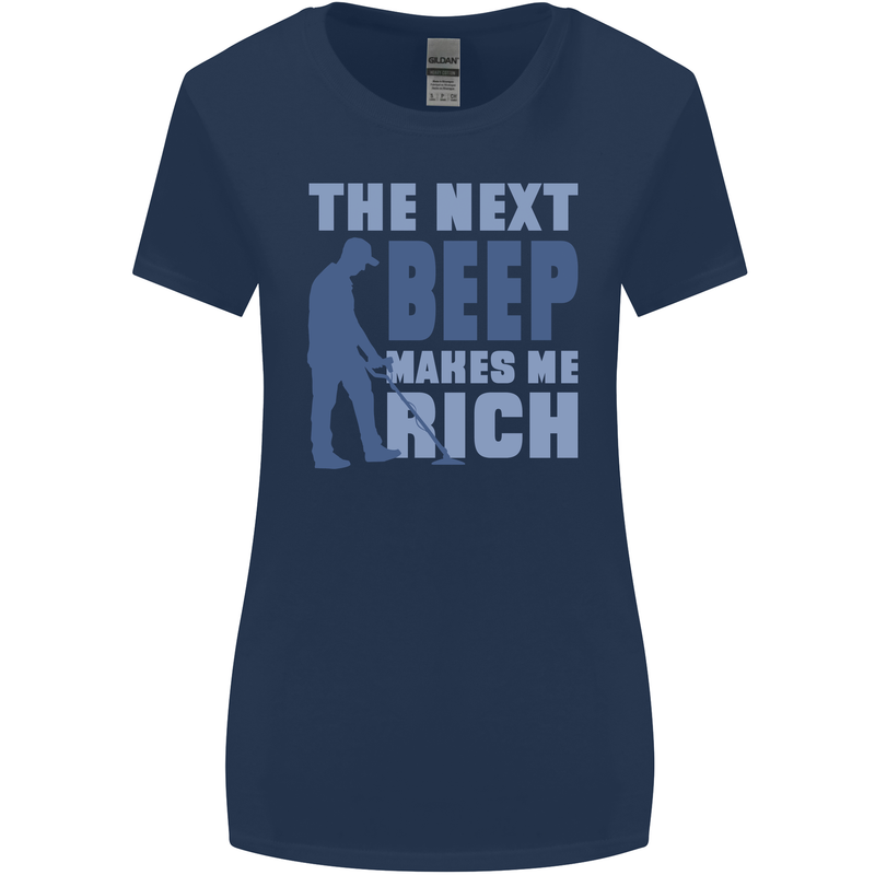 The Next Beep Funny Metal Detecting Womens Wider Cut T-Shirt Navy Blue