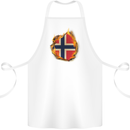 The Norwegian Flag Fire Effect Norway Cotton Apron 100% Organic White