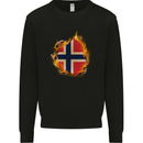 The Norwegian Flag Fire Effect Norway Kids Sweatshirt Jumper Black