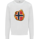 The Norwegian Flag Fire Effect Norway Kids Sweatshirt Jumper White