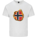 The Norwegian Flag Fire Effect Norway Kids T-Shirt Childrens White