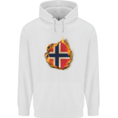 The Norwegian Flag Fire Effect Norway Mens 80% Cotton Hoodie White